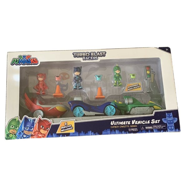 PJ Masks Ultimate Vehicle Set Turbo Blast Racers Catboy Owlette Gekko 12 PC - Picture 1 of 2